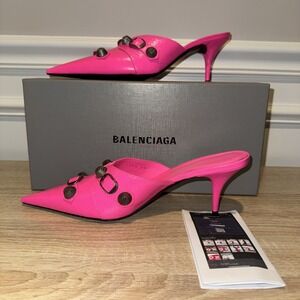 Balenciaga Fluo Pink Cagole Mule M70 Heels Size 39 Arena Lambskin NWB‎ COA $1050